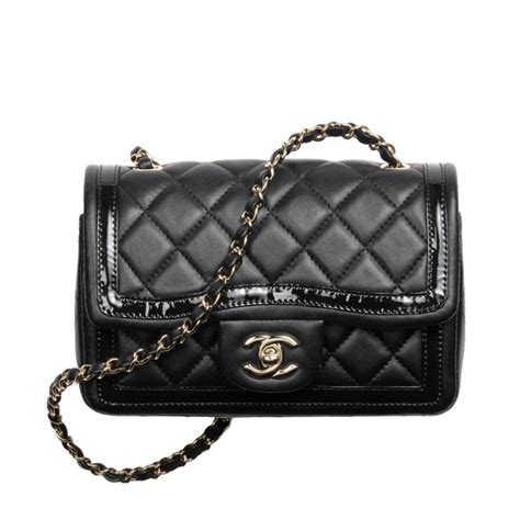 chanel patent goatskin flap bag|Flap bag, Lambskin, patent calfskin & gold.